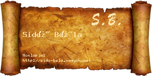Sidó Béla névjegykártya